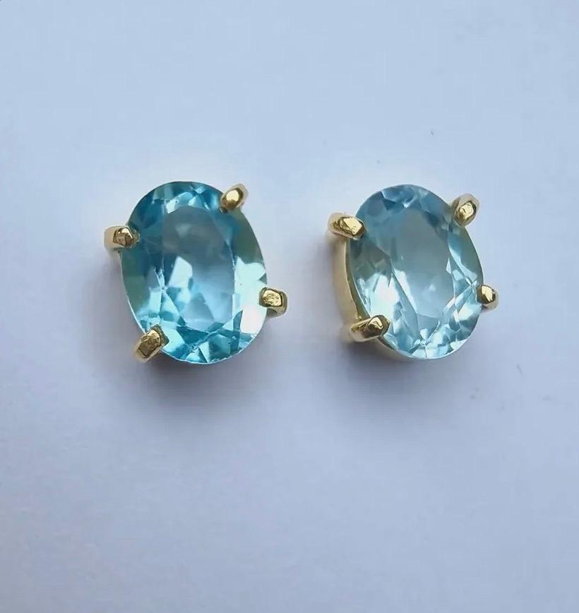 Blue Topaz Stud Earrings